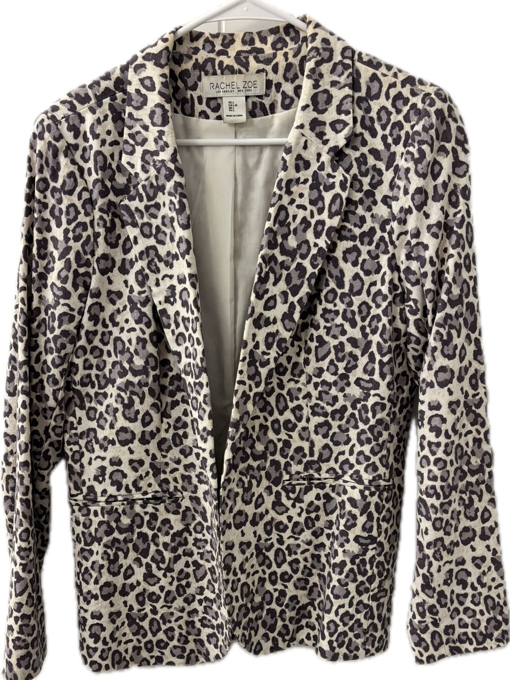 Rachel Zoe Leopard Print Blazer in Cream and Black